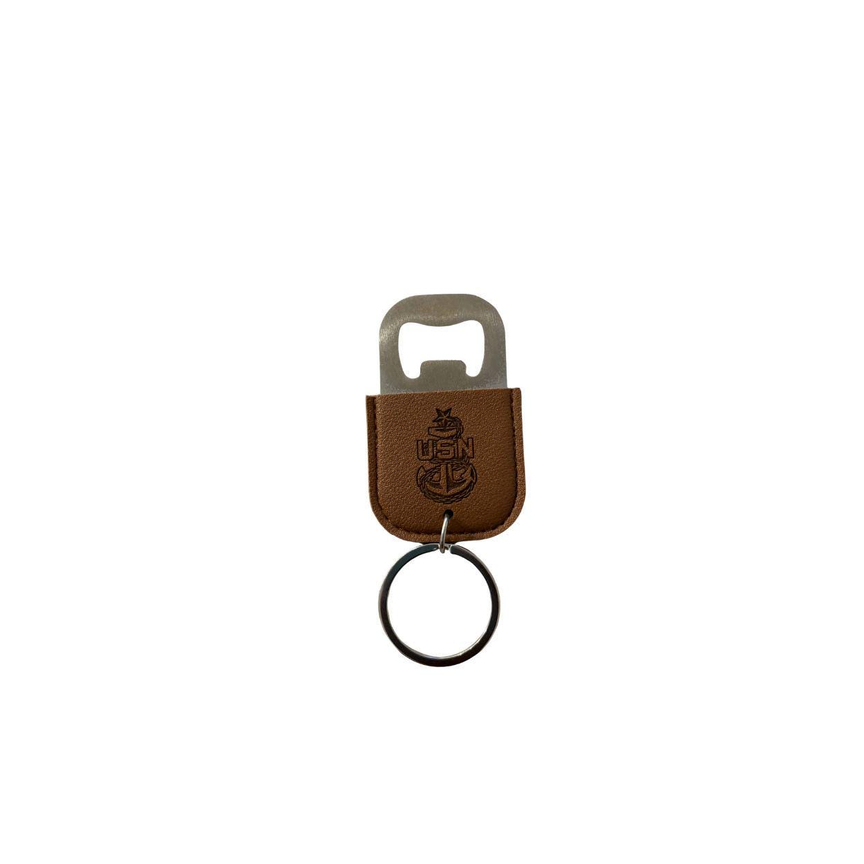 Navy Chief Leather Keychain Bottle Opener – USN Anchor, Navy Pride, Est. 1893 – Military Gift for Sailors & Chiefs