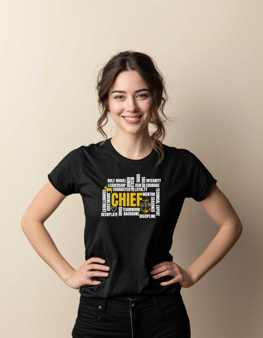 Navy Chief Word Cloud Tee | USN CPO Legacy Shirt