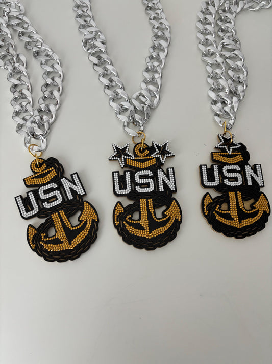 Bling Bling USN Chief Pride Necklace
