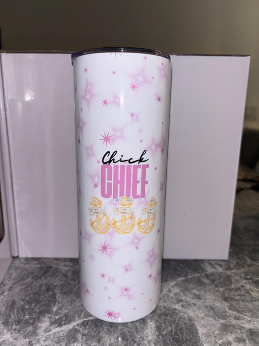 Tumbler – Navy Chief Pride Stainless Steel Cup with Lid & Straw