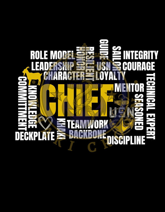 Navy Chief Word Cloud Tee | USN CPO Legacy Shirt
