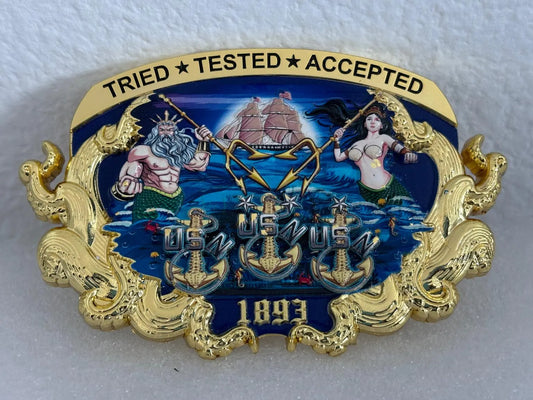 Tried • Tested • Accepted – MERMAID US Navy Chief Belt Buckle (1893 Edition)